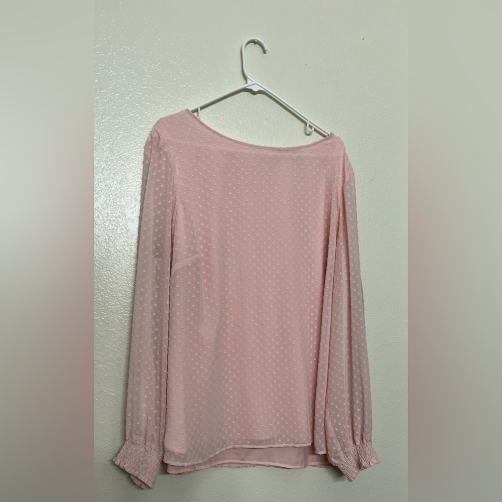 Nine West pink Swiss dot long sleeve women shirt 2x